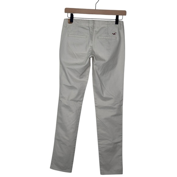 NEW Hollister Low Rise Chino Pants Ivory SZ 24 0 Soft Cotton Preppy Y2K 90s NWT - Picture 2 of 6